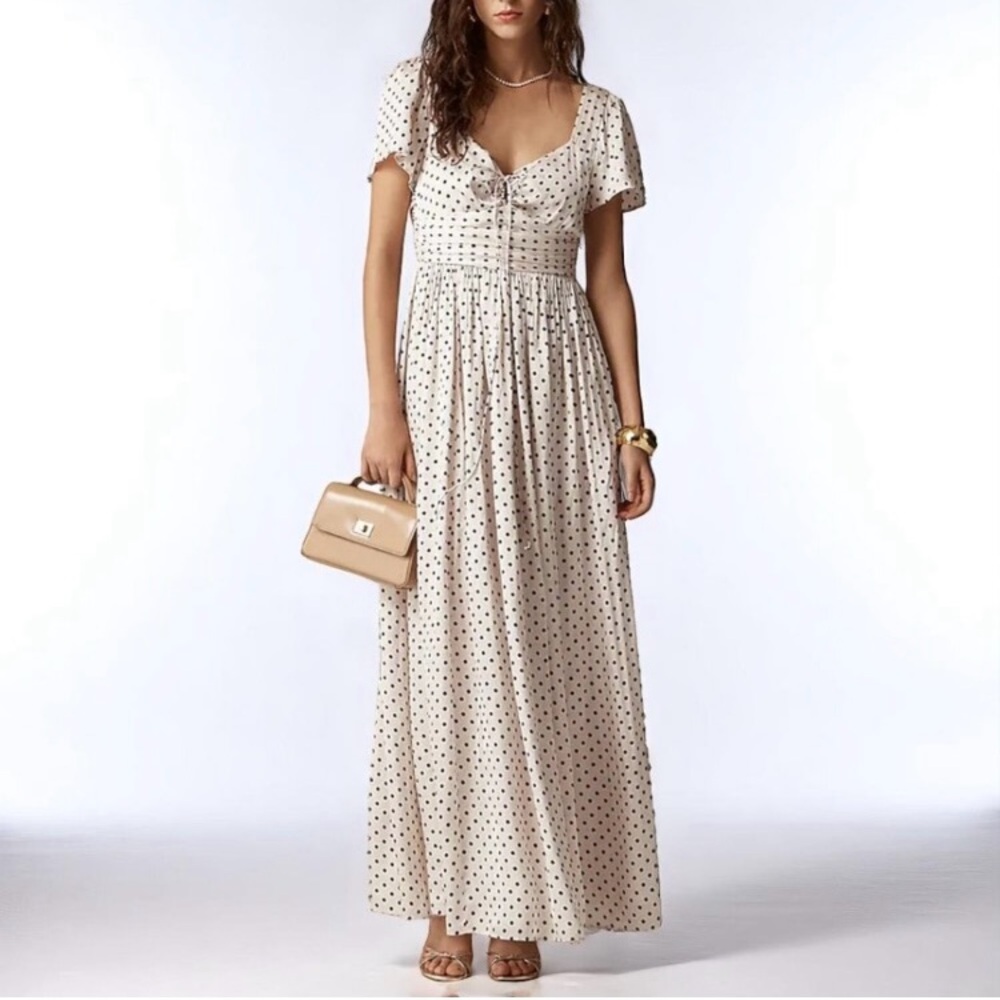 JCrew Cream & Black Polka Dot Maxi Dress. NWT. Size 8